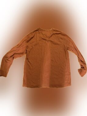 George Men's Long-Sleeve Knit Shirt in Rust Brown